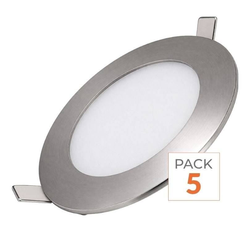 Spot LED Extra Plat Rond ALU 6W - Pack de 5 - Blanc Froid 6000K - 8000K - SILAMP-0