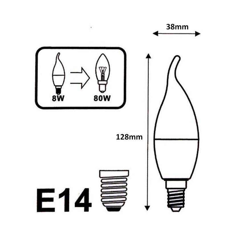 Ampoule LED E14 Flamme 8W 220V Ø38mm - Blanc Froid 6000K - 8000K - SILAMP-1