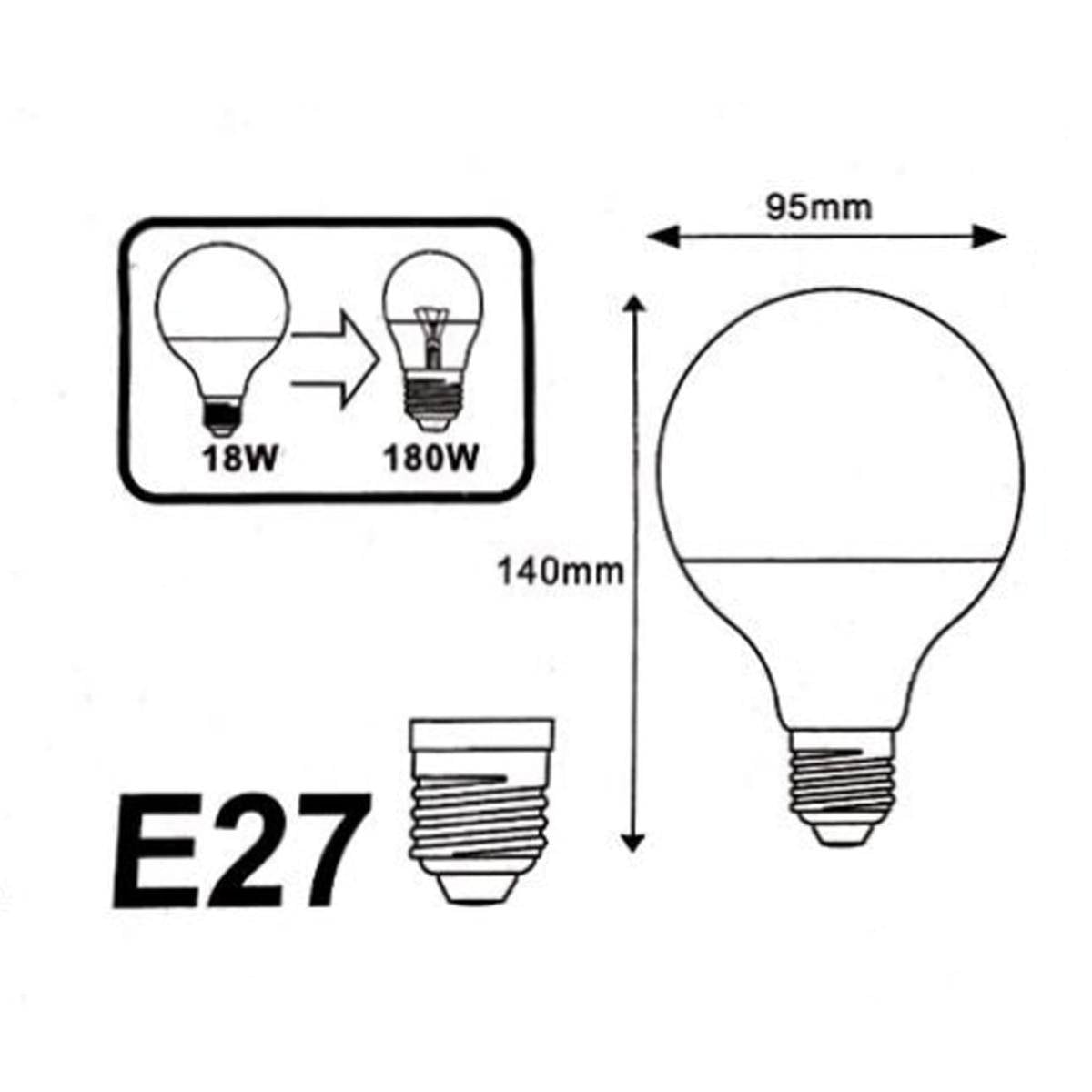 Ampoule LED E27 18W 220V G95 300° - Blanc Neutre 4000K - 5500K - SILAMP-1