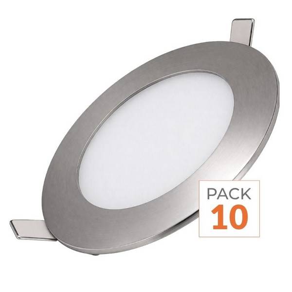 Downlight Dalle LED Extra Plate Ronde ALU 6W - Pack de 10 - Blanc Neutre 4000K - 5500K - SILAMP