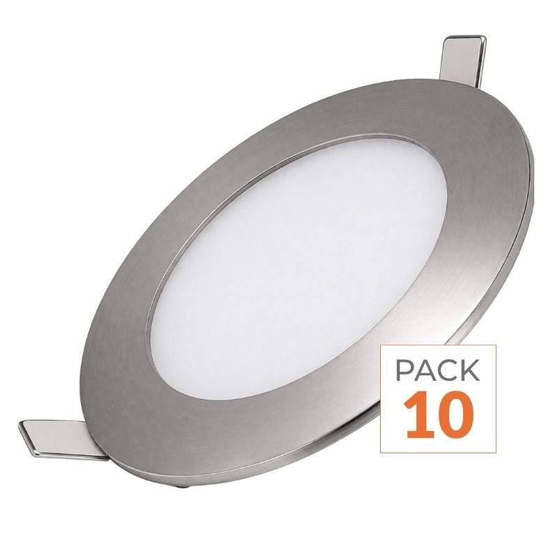 Downlight Dalle LED Extra Plate Ronde ALU 6W - Pack de 10 - Blanc Neutre 4000K - 5500K - SILAMP-0