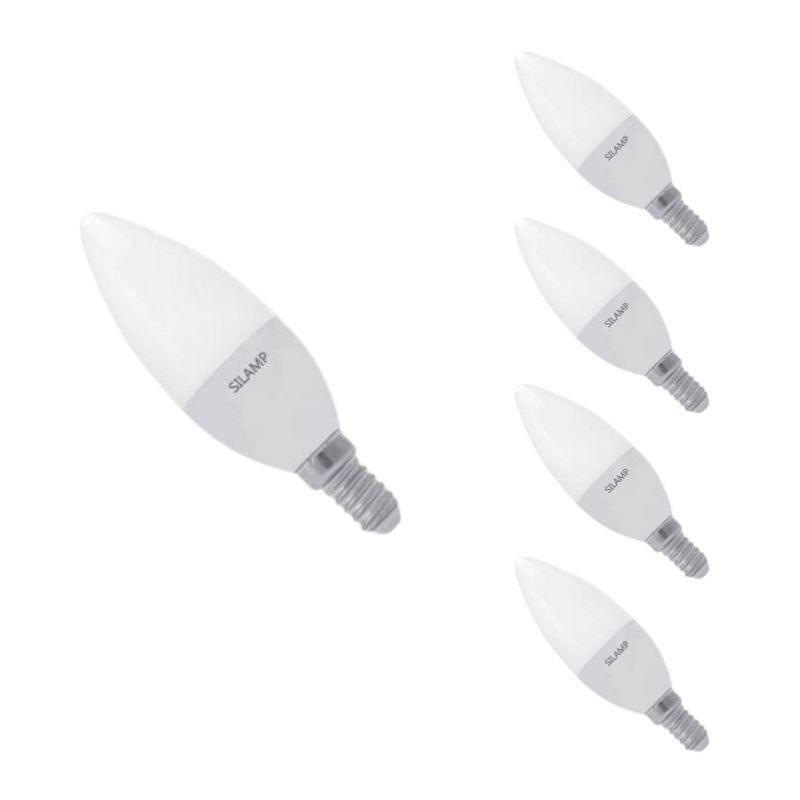 Pack de 5 - Ampoule LED E14 8W 220V C37 180° - Blanc Chaud 2300K - 3500K - SILAMP-2