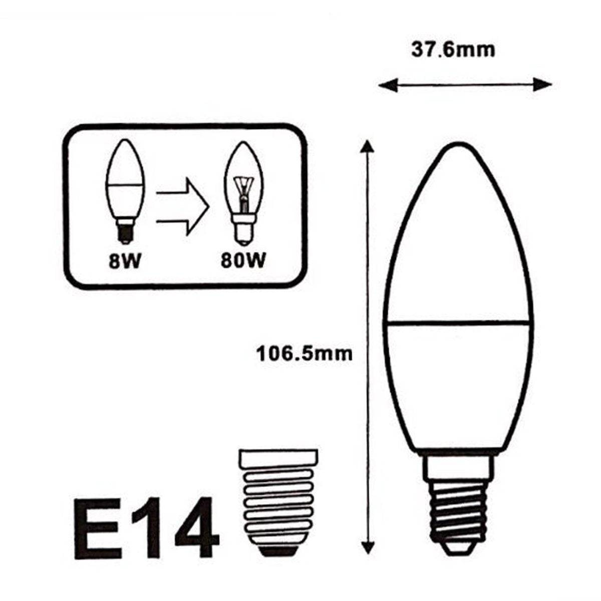 Pack de 5 - Ampoule LED E14 8W 220V C37 180° - Blanc Chaud 2300K - 3500K - SILAMP-3