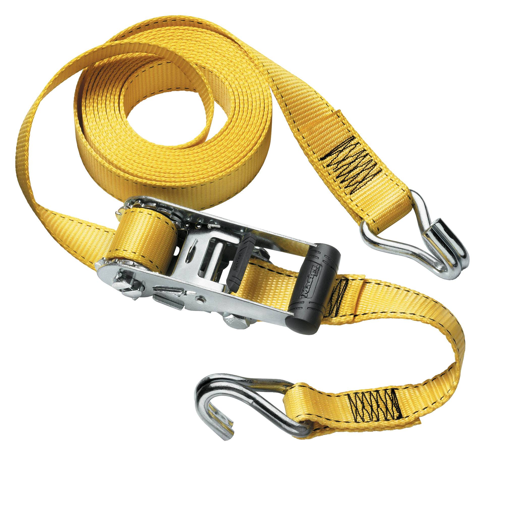 Master Lock 3058EURDAT Sangle d'Arrimage avec Crochets J et Cliquet, Jaune, 4,5m x 35mm Sangle-0