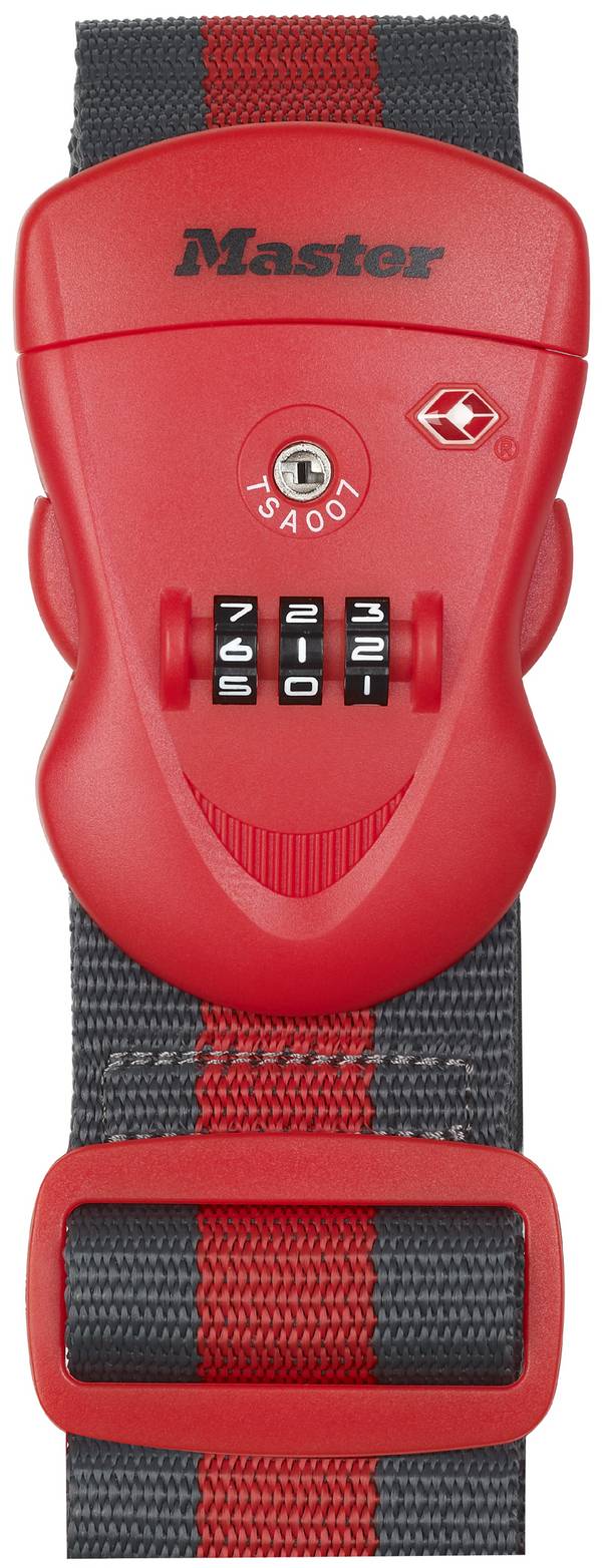 Master Lock 4702EURDRED Sangle pour Bagages avec Combinaison, Rouge, 190 x 6,5 x 4,8 cm