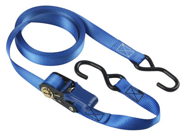 Master Lock 4366EURDAT Sangle d'Arrimage avec Crochets et Cliquet, Bleu, 5m x 25mm Sangle