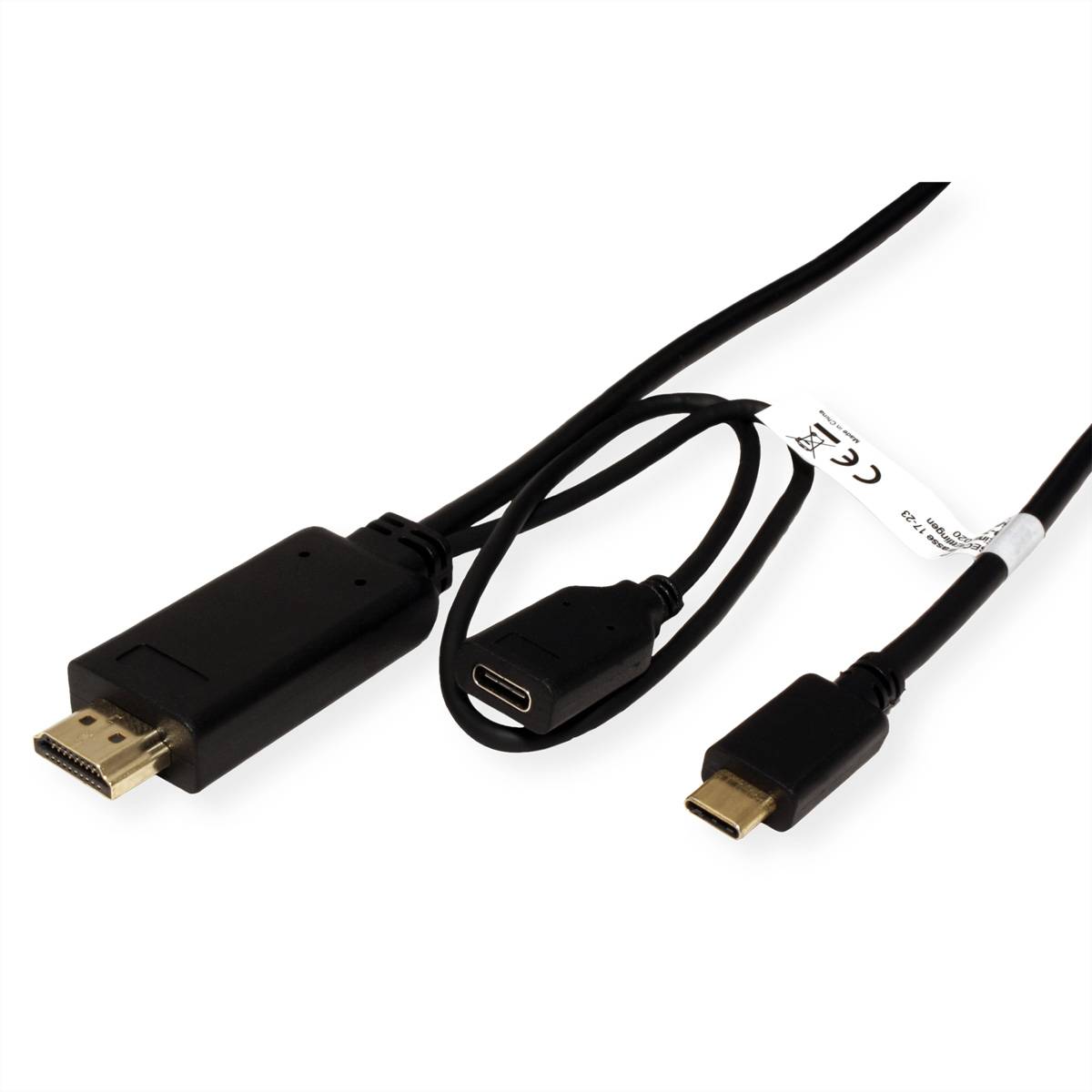 ROLINE USB Typ C - HDMI + USB C (PD) Adapterkabel, ST/ST+BU, 1 m-2
