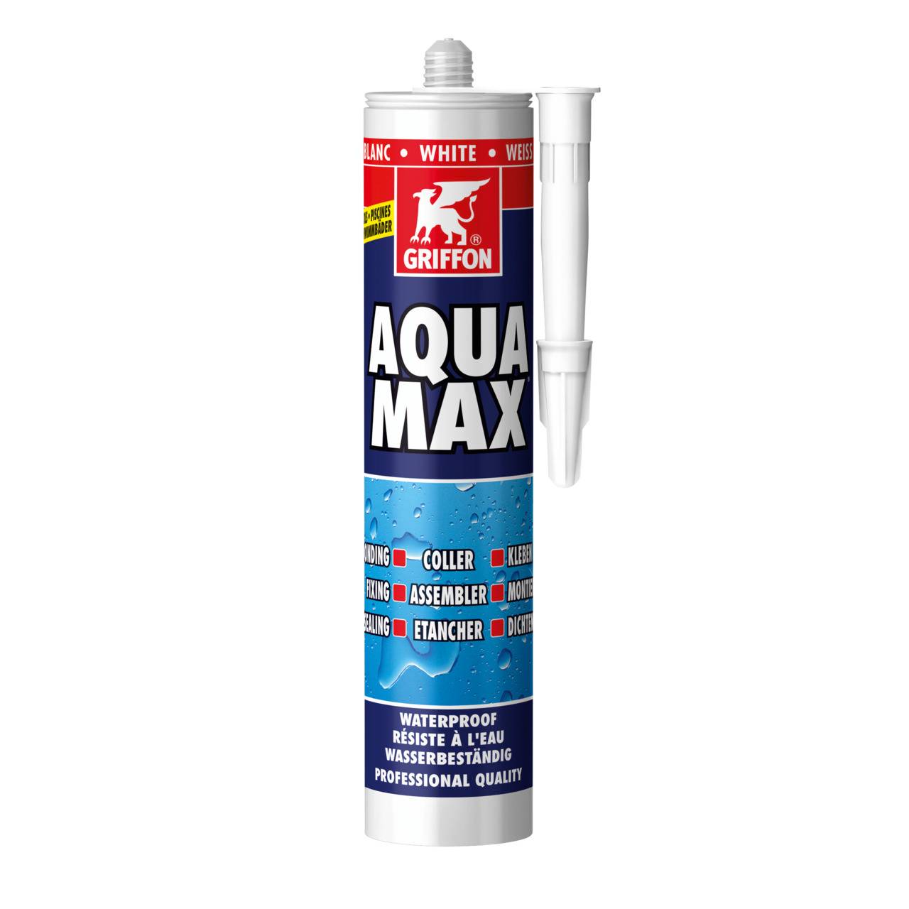 Mastic/Colle AQUA MAX résistant à l'eau blanc cartouche 425g-0