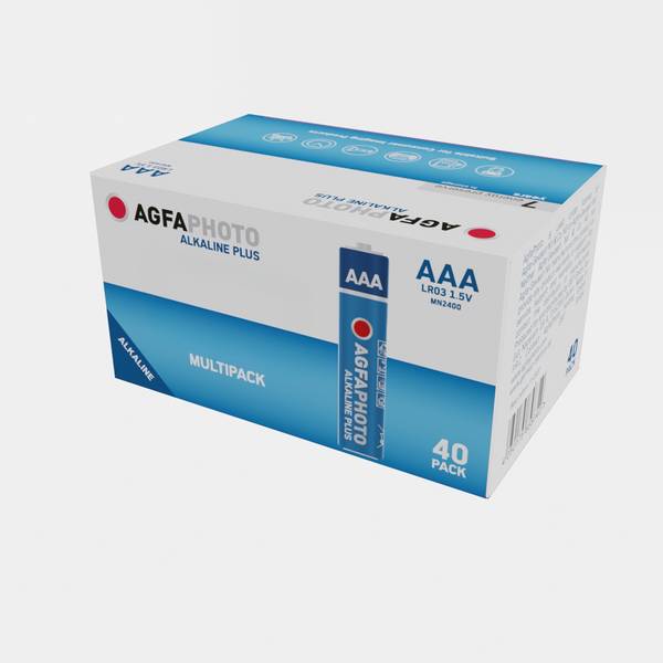AGFAPHOTO Piles AAA Alcalines PLUS LR03 (1,5V, Lot de 40) – Longue Durée de Vie – Idéales pour Télécommandes, Jouets, A