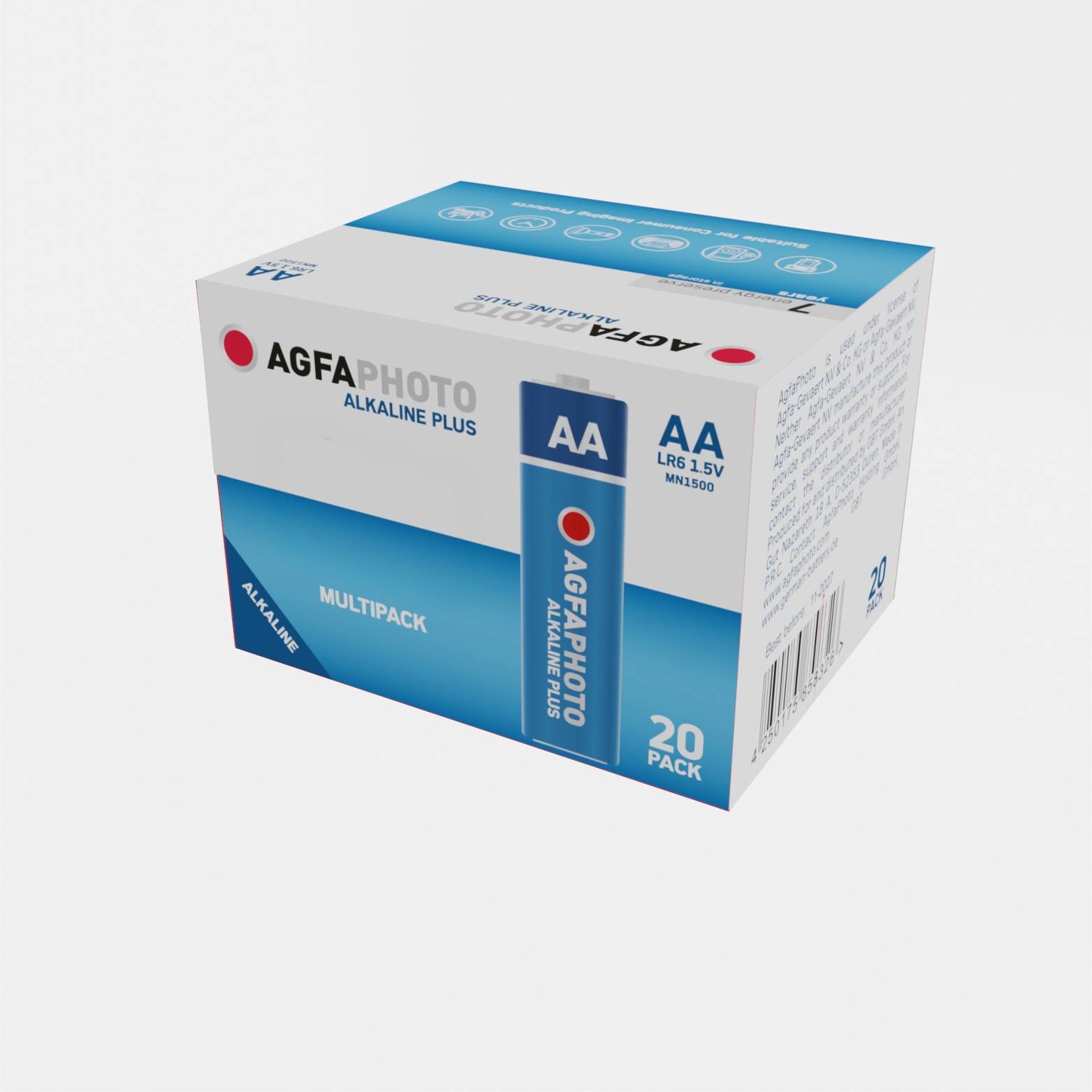 AGFAPHOTO Piles AA Alcalines PLUS LR6 (1,5V, Lot de 20) – Longue Durée de Vie – Idéales pour Télécommandes, Jouets, App-0