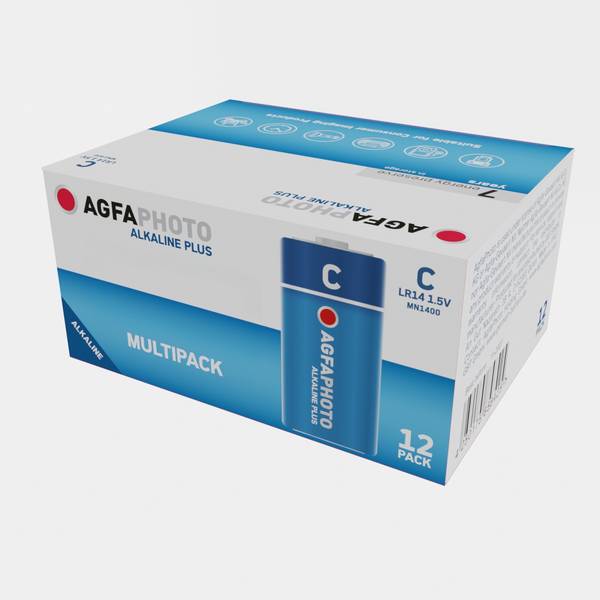 AGFAPHOTO Piles Baby C LR14 Alcalines PLUS (1,5V, Lot de 12) – Longue Durée de Vie – Idéales pour Appareils Ménagers, L
