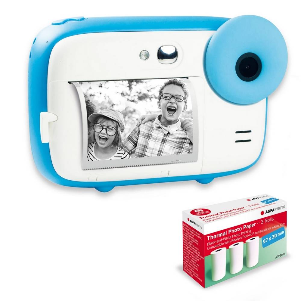 AGFAPHOTO Pack Realikids Instant Cam + 3 rouleaux Papier Thermique ATP3WH supplémentaires - Appareil Photo Instantané E-0