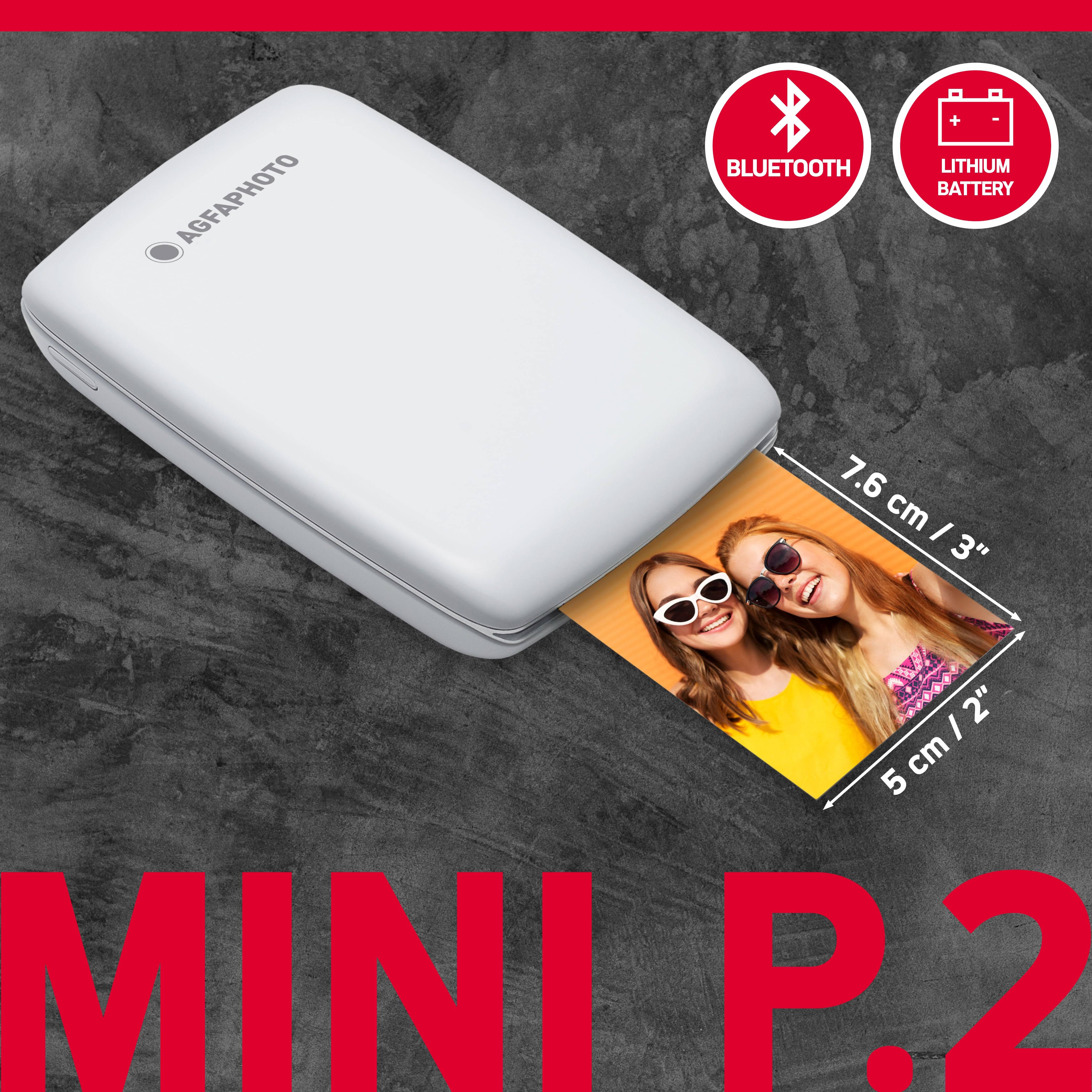 AGFA PHOTO Mini P.2 - Imprimante Portable Zink pour Photos Instantanées, Format 5x7,6 cm, Connexion Bluetooth, Compatib-1