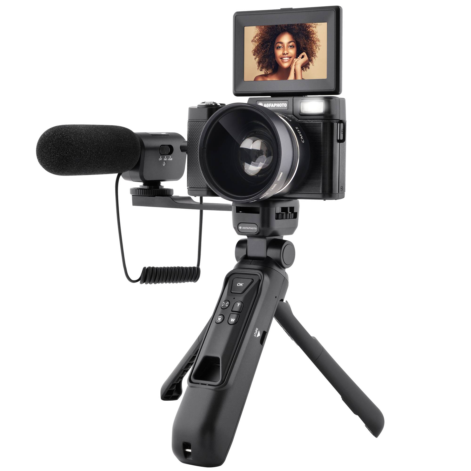 AGFAPHOTO Realishot VLG-4K Kit Vlogging - Caméra 24MP, Vidéo 4K, Ecran LCD 3'', Zoom Numérique 16X, Capteur CMOS, Batte-0