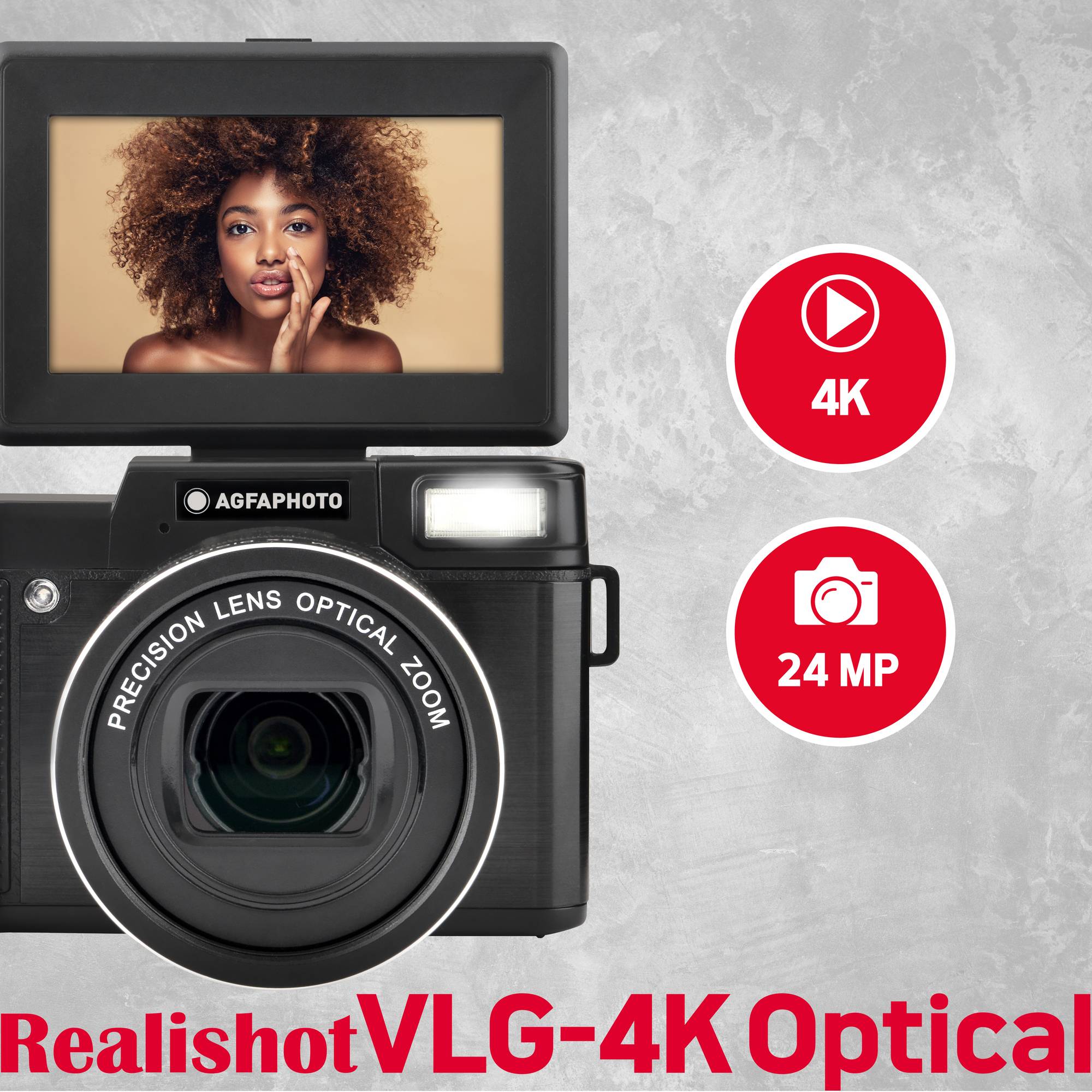 AGFAPHOTO Kit Vlogging Tout-en-Un - Caméra VLG-4K Optical, Zoom Optique 5X, Trépied Powerbank, Télécommande, Microphone-1