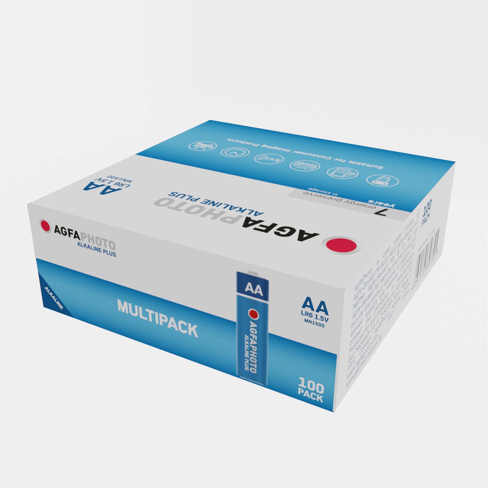 AGFAPHOTO Piles AA Alcalines PLUS LR6 (1.5V, Lot de 100) - Longue Durée de Vie - Idéales pour Télécommandes, Jouets, Ap-0