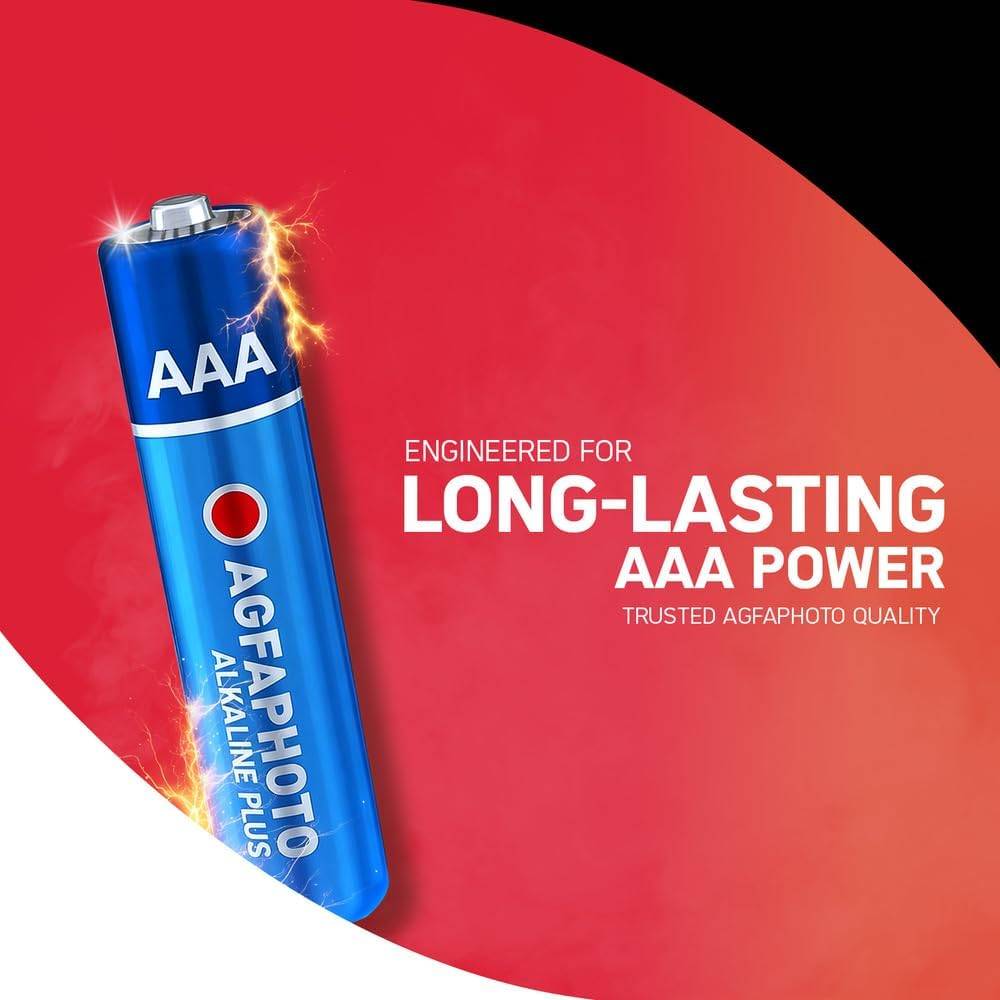AGFAPHOTO Piles AAA Alcalines PLUS LR03 (1,5V, Lot de 100) – Longue Durée de Vie – Idéales pour Télécommandes, Jouets,-1