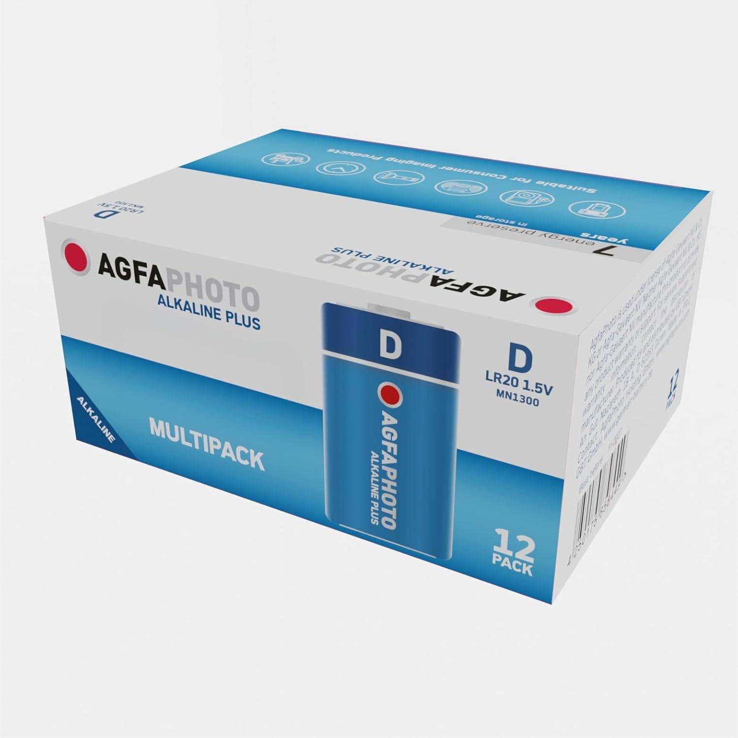 AGFAPHOTO Piles Mono D LR20 Alcalines PLUS (1,5V, Lot de 12) – Longue Durée de Vie – Idéales pour Lampes, Radios, Jouet-4