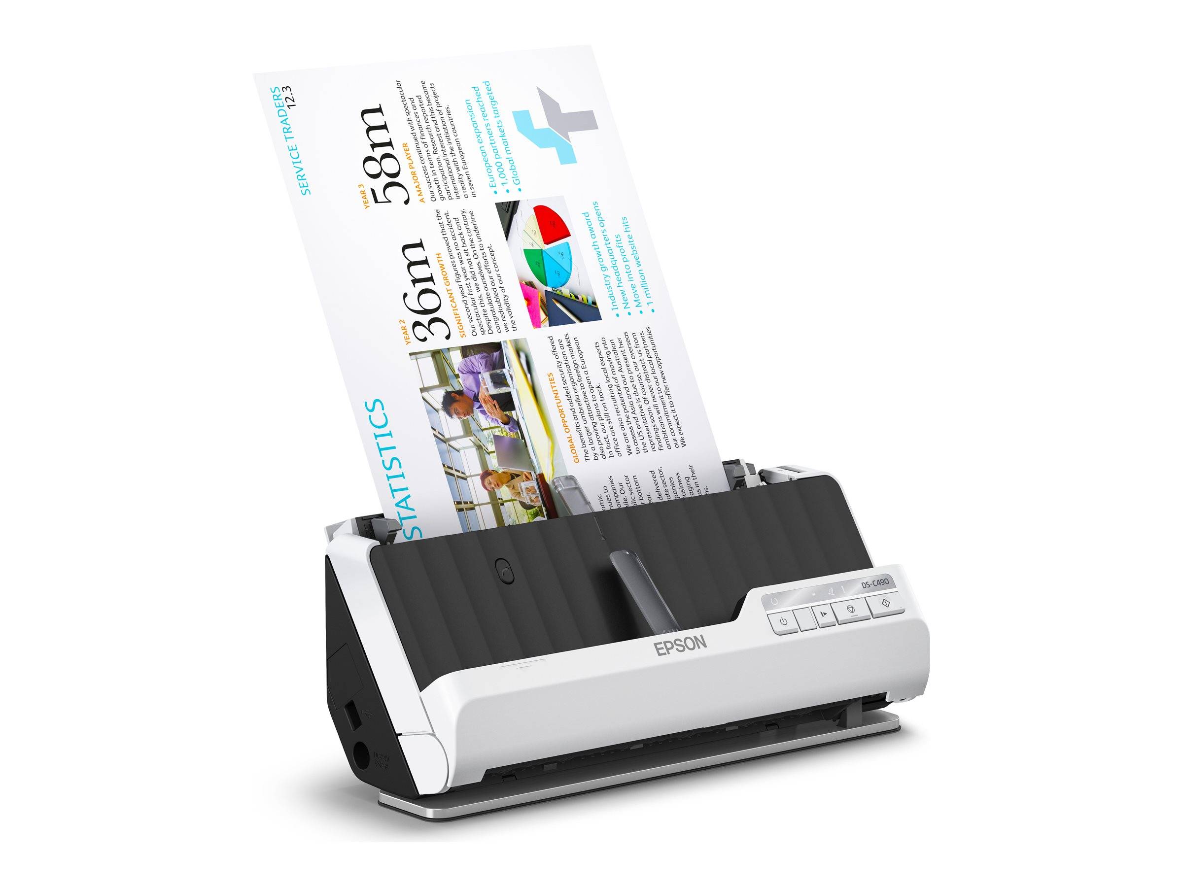 EPSON WorkForce DS-C490 Duplex Scanner A4/Legal 600dpi x 600dpi 40ppm ADF 20pages USB2.0-0
