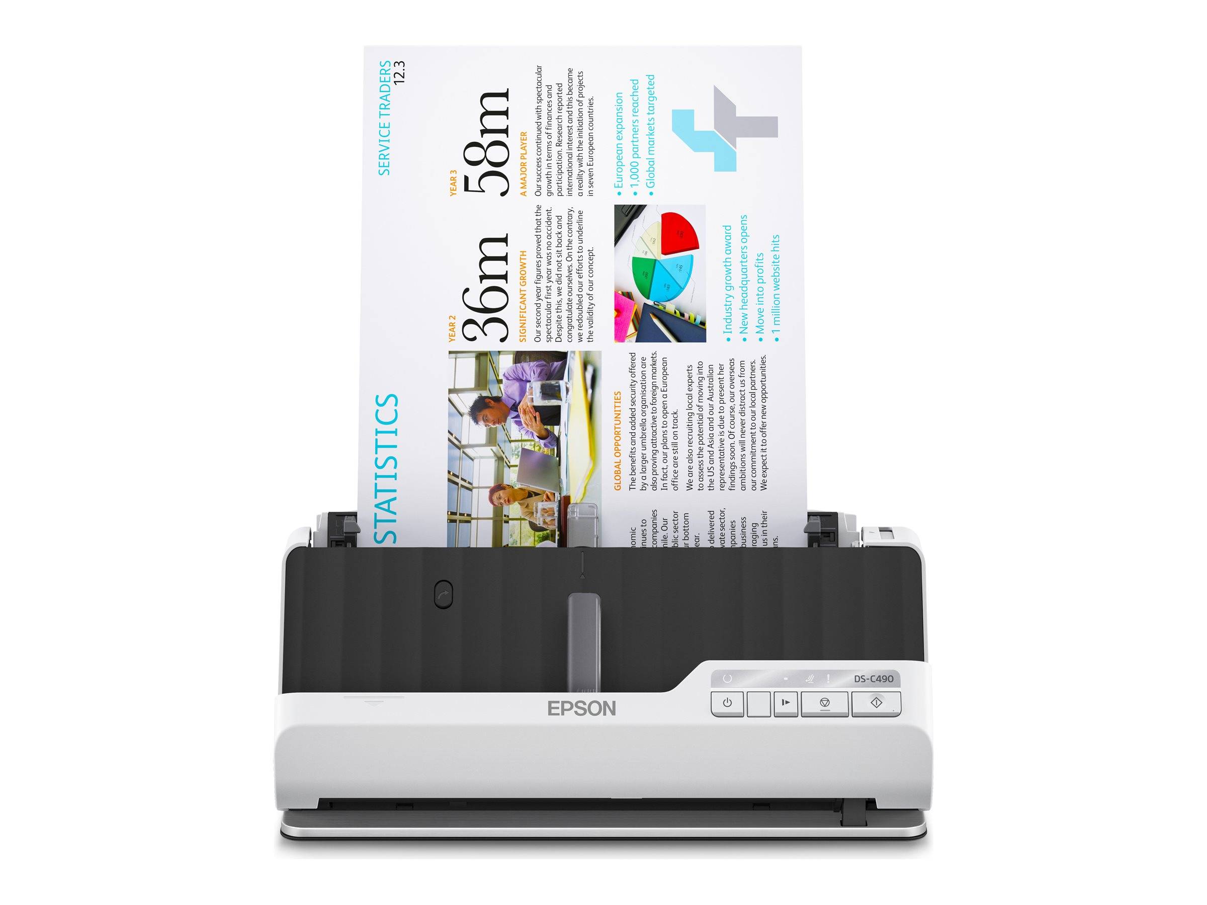 EPSON WorkForce DS-C490 Duplex Scanner A4/Legal 600dpi x 600dpi 40ppm ADF 20pages USB2.0-3