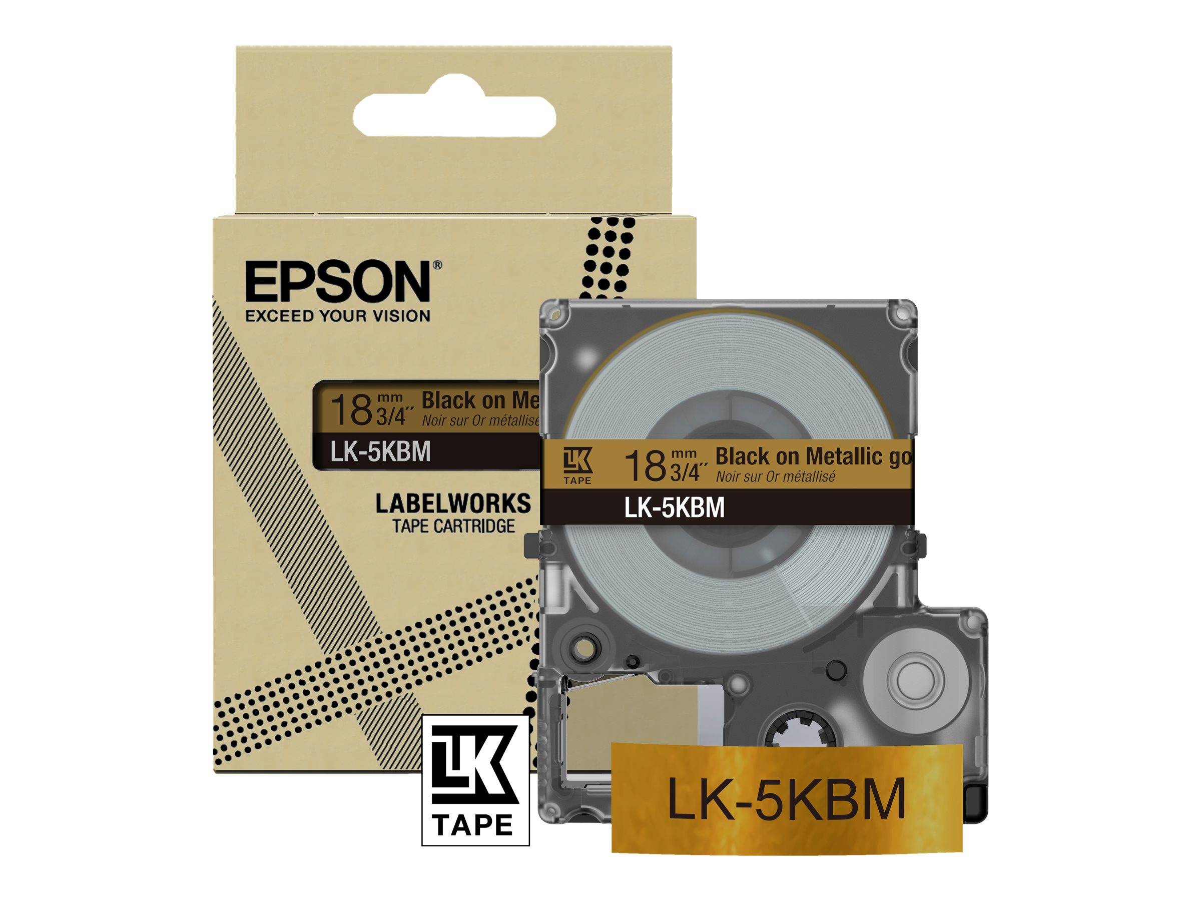 EPSON Metallic Tape Gold/Black 18mm 9m LK-5KBM-0