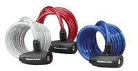 MASTER LOCK Cable Antivol Vélo [1,8 m Câble] [Clé] [Extérieur] [Pack Familial - 3 Antivols] 8127EURTRI-1