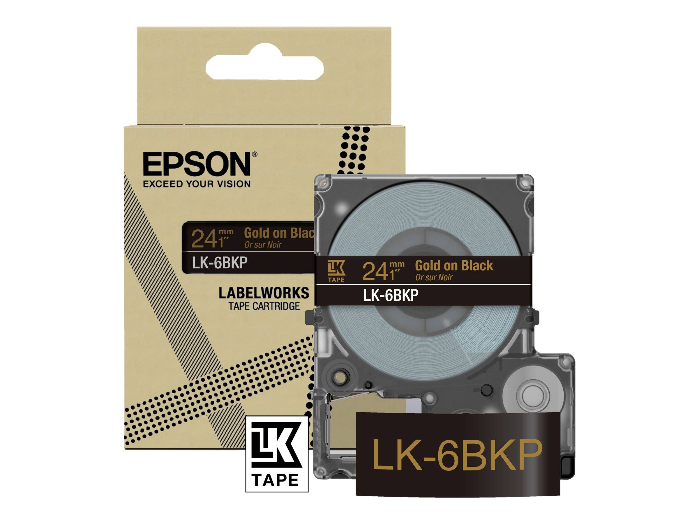 EPSON Metallic Tape Black/Gold 24mm 9m LK-6BKP-0