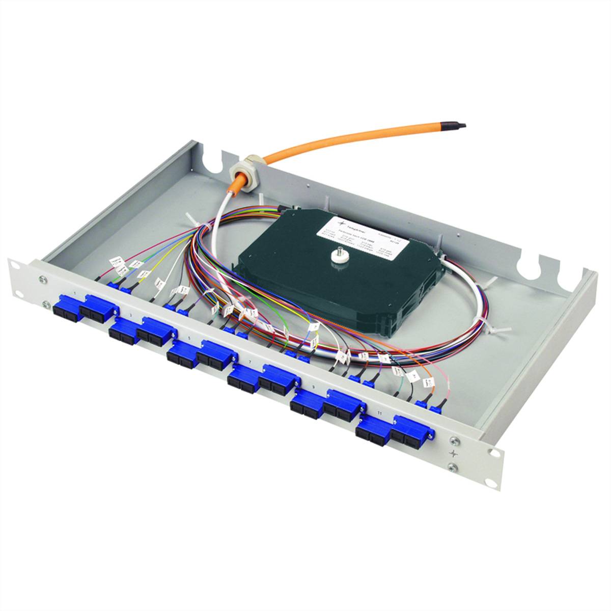 TELEGÄRTNER Panneau de brassage FO 19" BASIS ECO 1U, 12xLC -DUPL+24xLC -PIGT.50 OM3, colorés-0