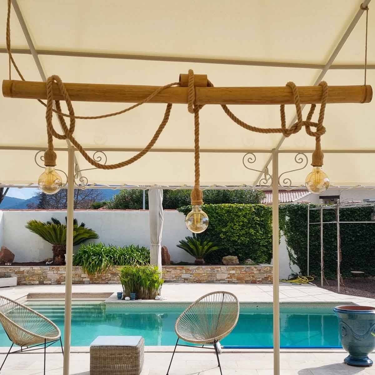 Pack Toile Pergola Ivoire 3x4 m Tecplast xp640pr + Sandow Blanc 20m-1