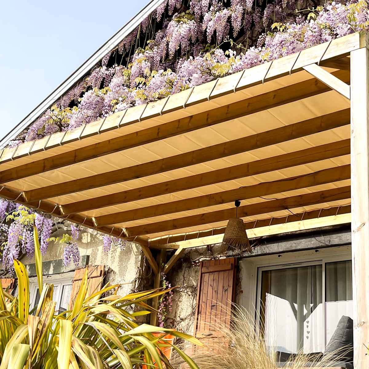 Toile pergola Tecplast lp640pr 4x4 m - blanc crème - garantie 8 ans-0