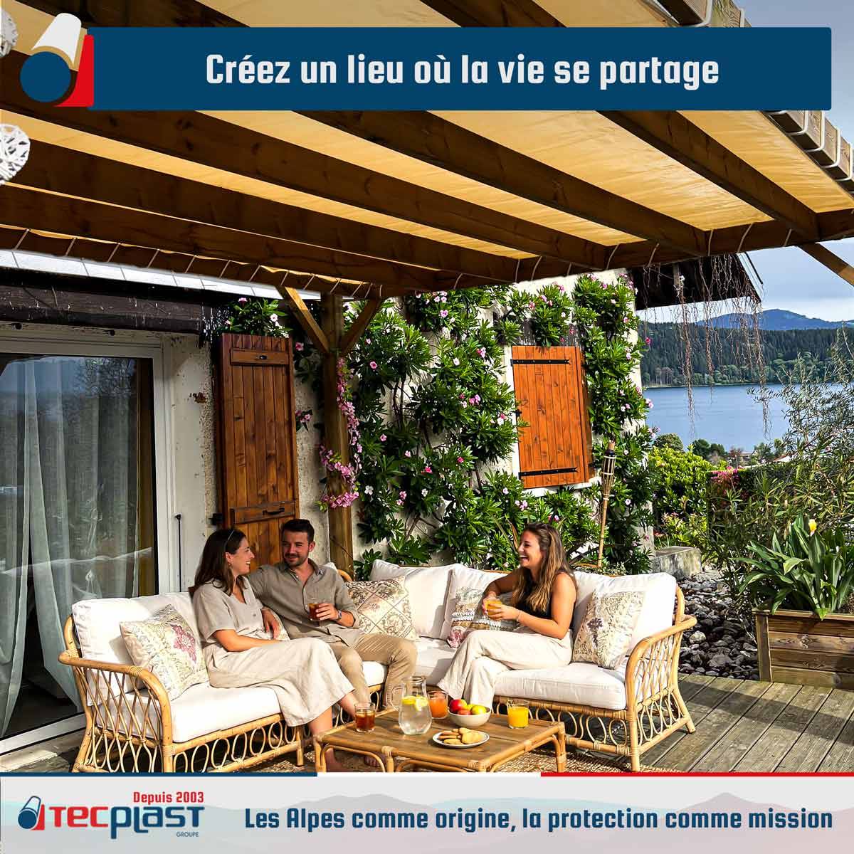 Toile pergola Tecplast lp640pr 4x4 m - blanc crème - garantie 8 ans-2