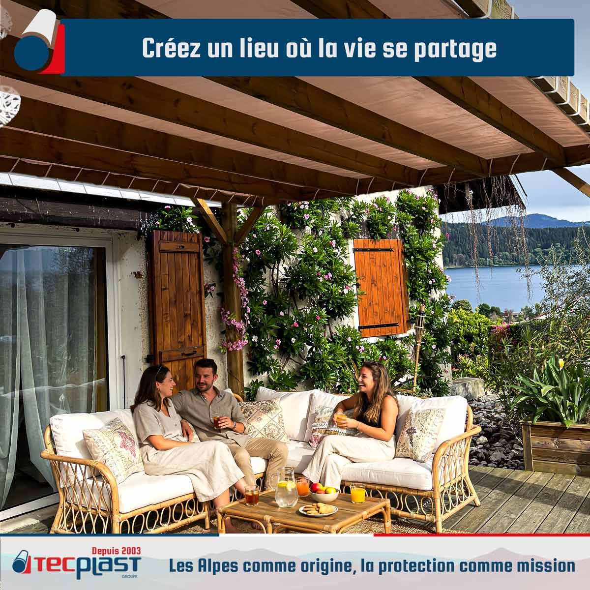 Toile pergola Tecplast lp640pr 5x6 m - taupe - garantie 8 ans-2