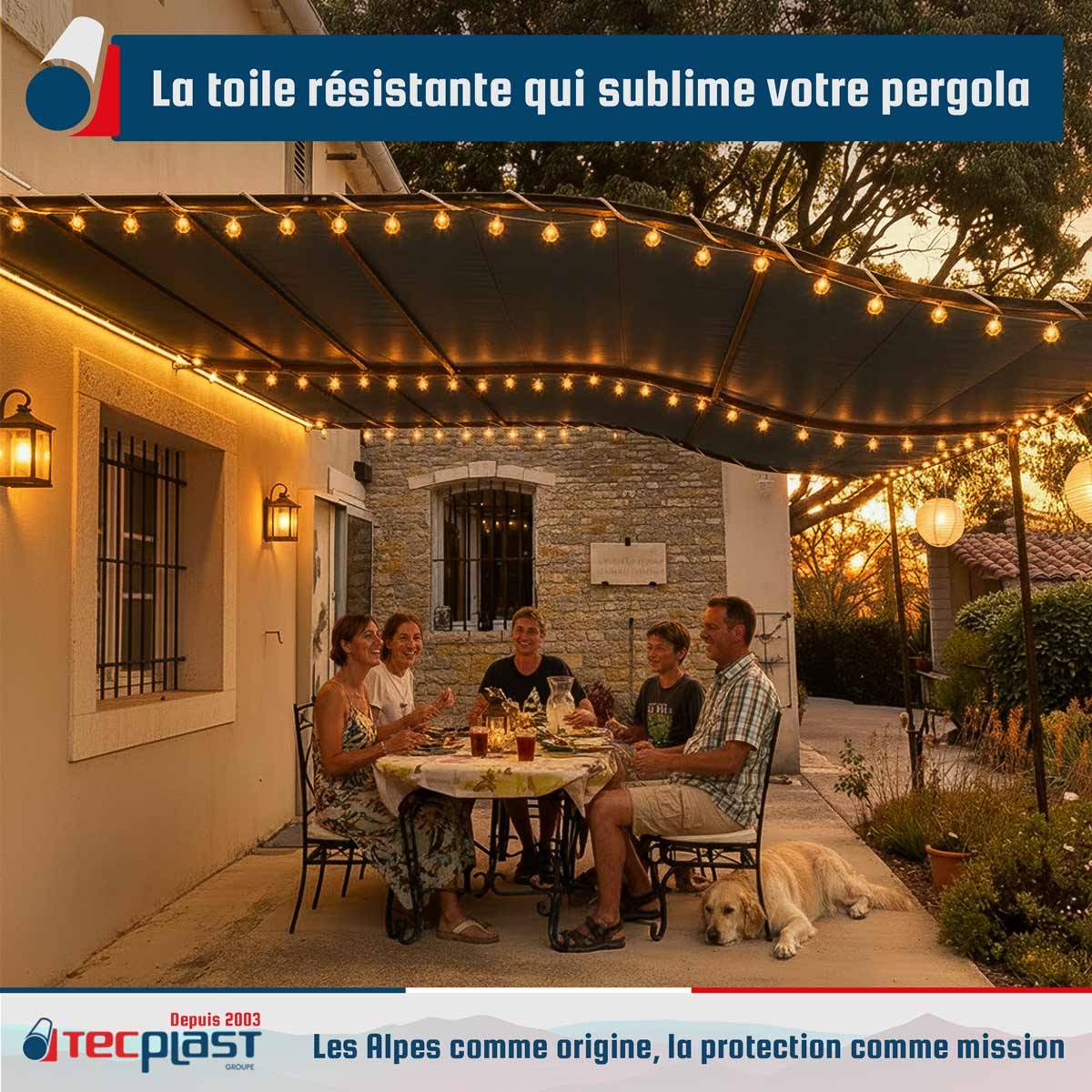 Pack Toile Pergola Gris Anthracite 3x4 m Tecplast lp506pr + Sandow Gris 20m-4