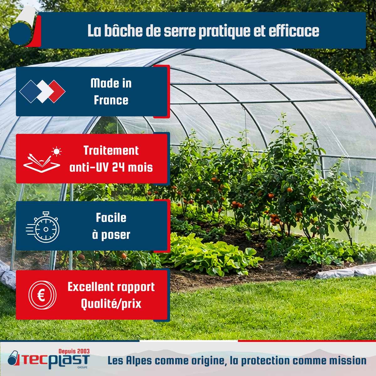 Bâche Serre 3x7 m - TECPLAST 150SE - Haute Qualité - Made in France-1