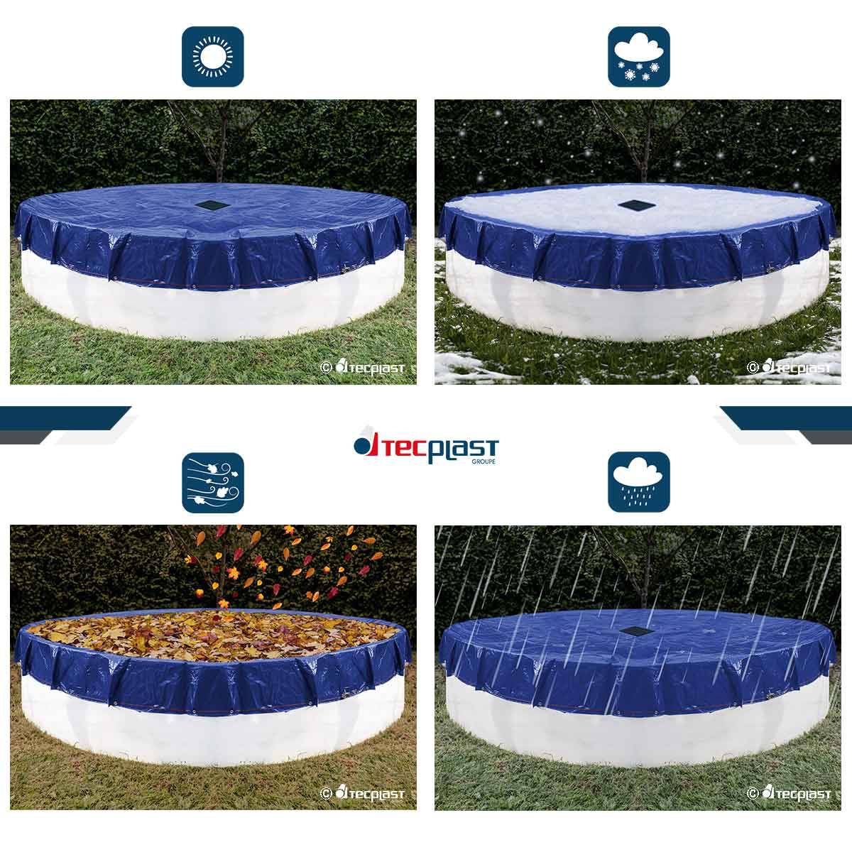 Bâche piscine ronde Tecplast po155rd - 3,60 m pour piscine 3 m - bleue-1