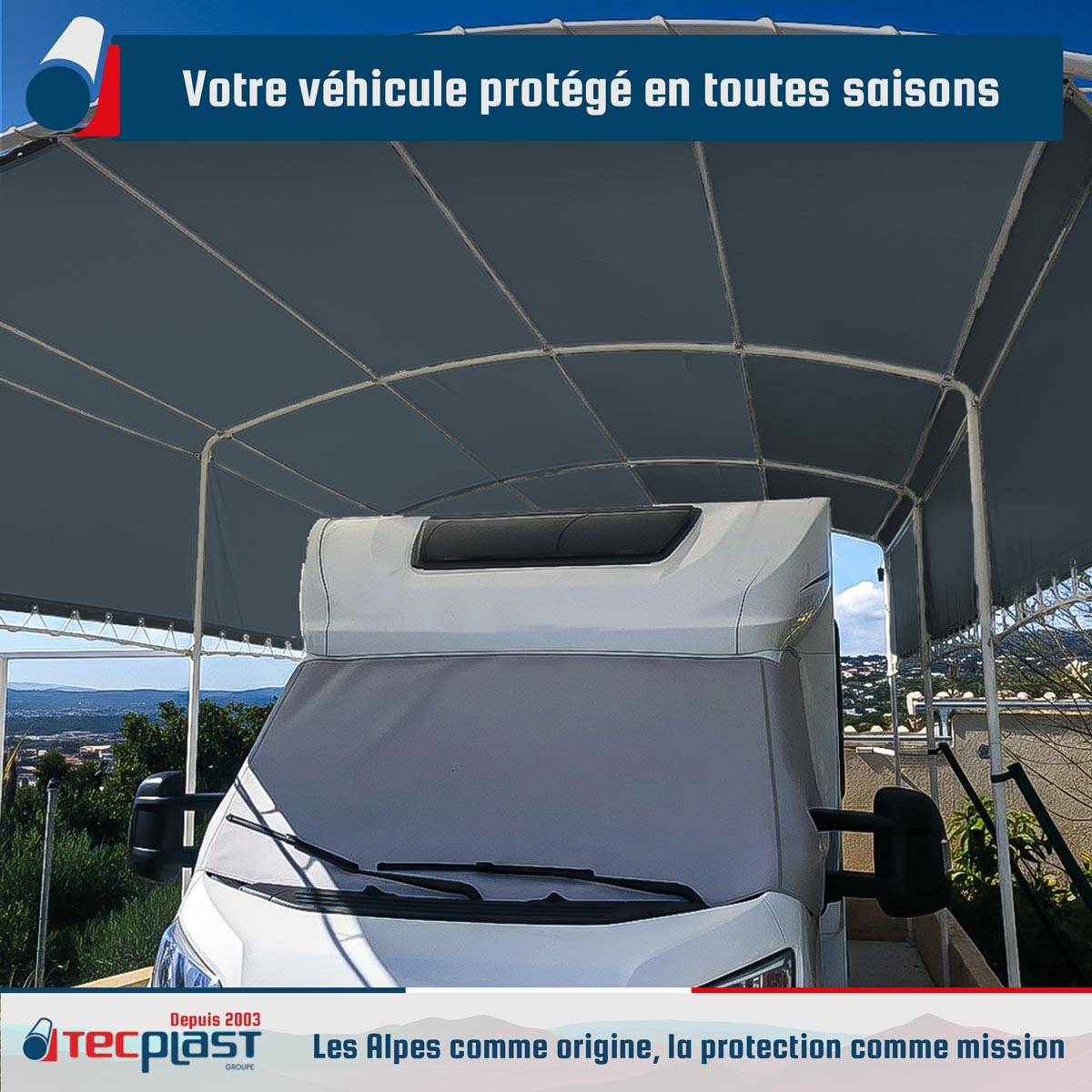 Bâche pour carport Tecplast lp506cp 6x8 m - gris anthracite - garantie 5 ans-4