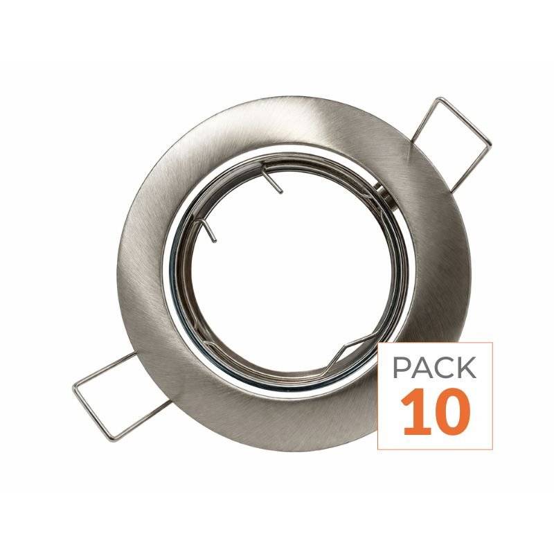 Support Spot Encastrable GU10 LED Orientable Rond INOX - Pack de 10 - SILAMP-0