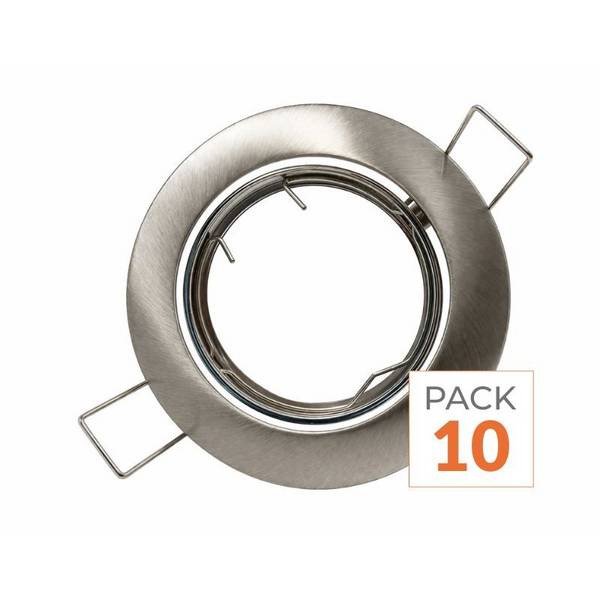 Support Spot Encastrable GU10 LED Orientable Rond INOX - Pack de 10 - SILAMP