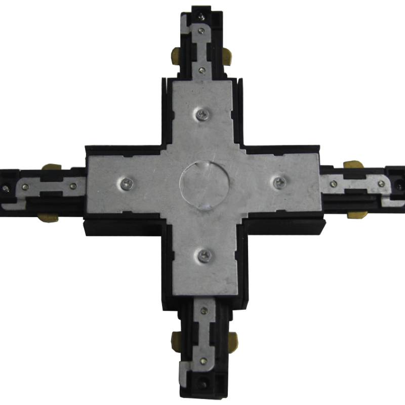 Connecteur LED en X pour Rail Monophasé NOIR - SILAMP-1