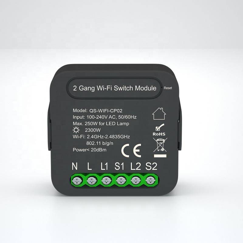 Module Double Interrupteur WiFi Noir - SILAMP-0