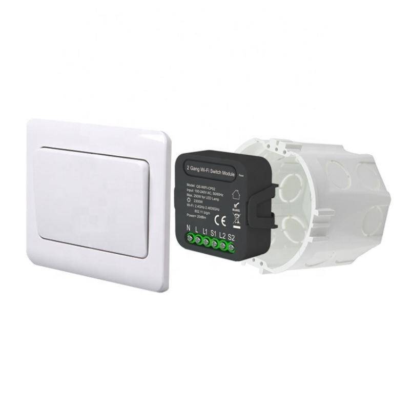 Module Double Interrupteur WiFi Noir - SILAMP-1