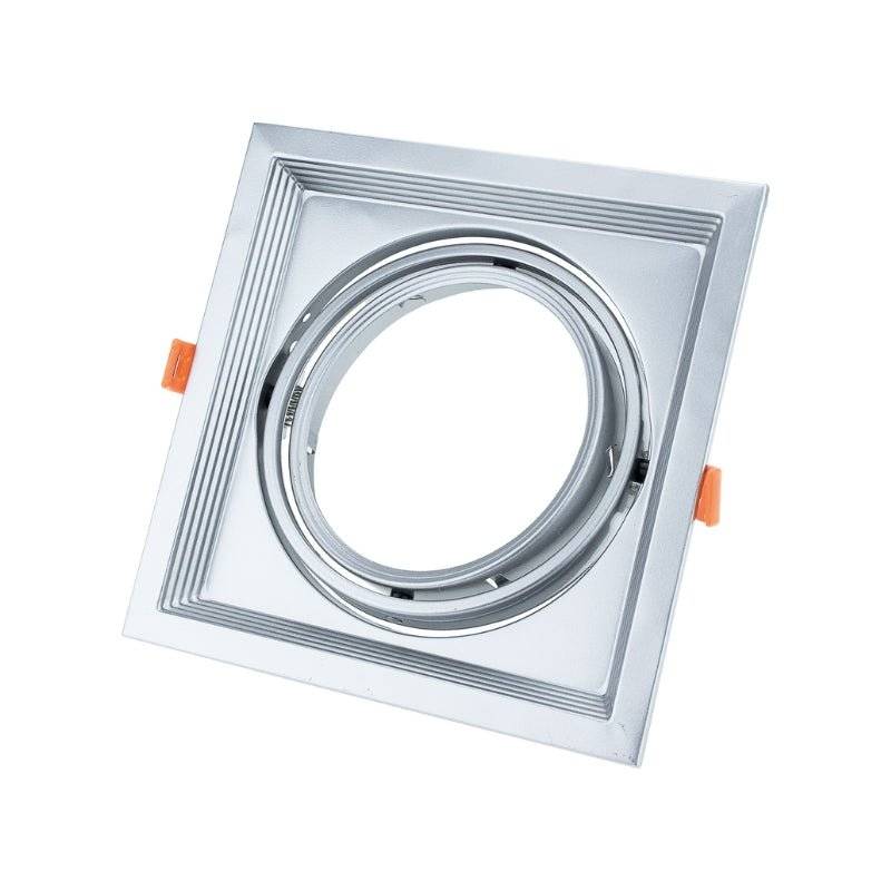 Support Simple Orientable INOX Encastrable pour Ampoule LED AR111 - SILAMP-0
