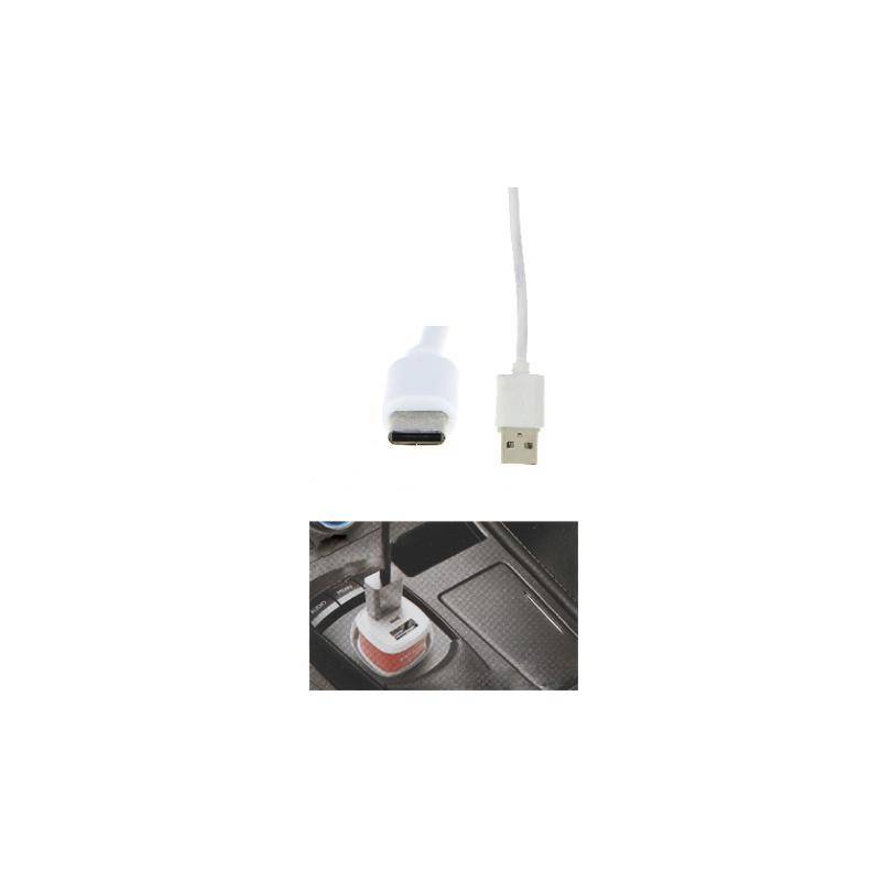 Chargeur Allume-Cigare 2 ports USB 2.4A + câble Type C - SILAMP-1