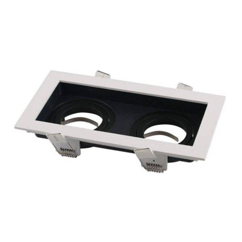 Support Spot GU10 Encastrable Orientable Double Projecteur Blanc/Noir - SILAMP-0