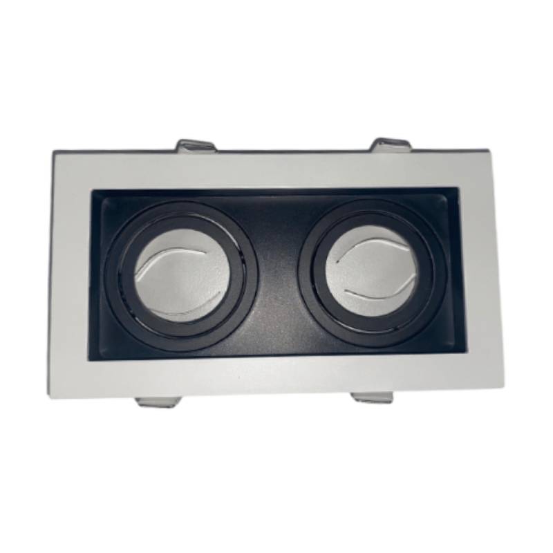 Support Spot GU10 Encastrable Orientable Double Projecteur Blanc/Noir - SILAMP-1