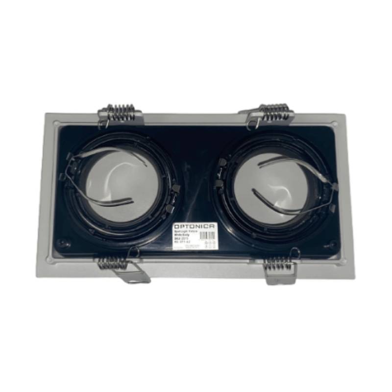 Support Spot GU10 Encastrable Orientable Double Projecteur Blanc/Noir - SILAMP-2