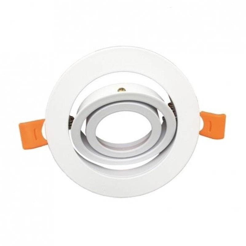 Support Spot GU10 LED Rond Blanc 110mm Orientable - SILAMP-0