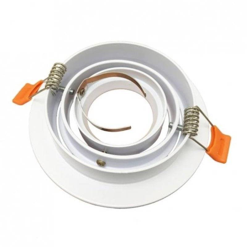 Support Spot GU10 LED Rond Blanc 110mm Orientable - SILAMP-1
