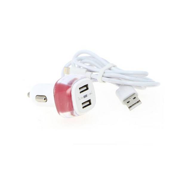 Chargeur Allume-Cigare 2 ports USB 2.4A + câble iPhone - SILAMP