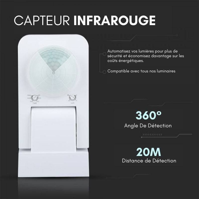 Détecteur de Mouvement Infrarouge Orientable IP65 Blanc - SILAMP-4